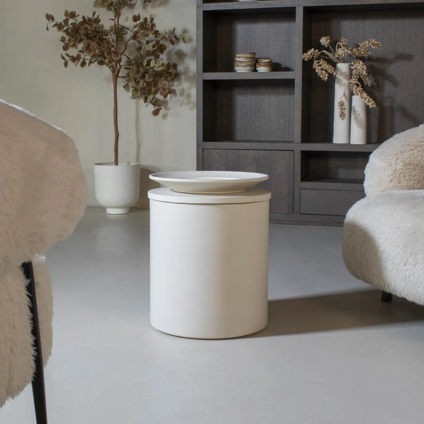DÉJA Bijzettafel Byske Beige Rond 40cm
