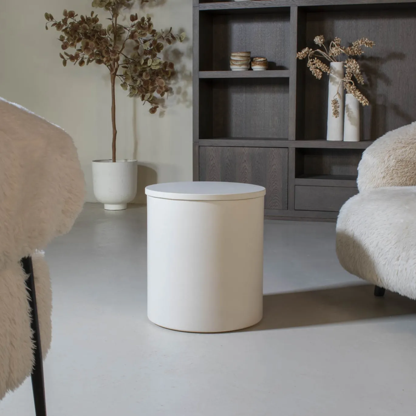 DÉJA Bijzettafel Byske Beige Rond 40cm