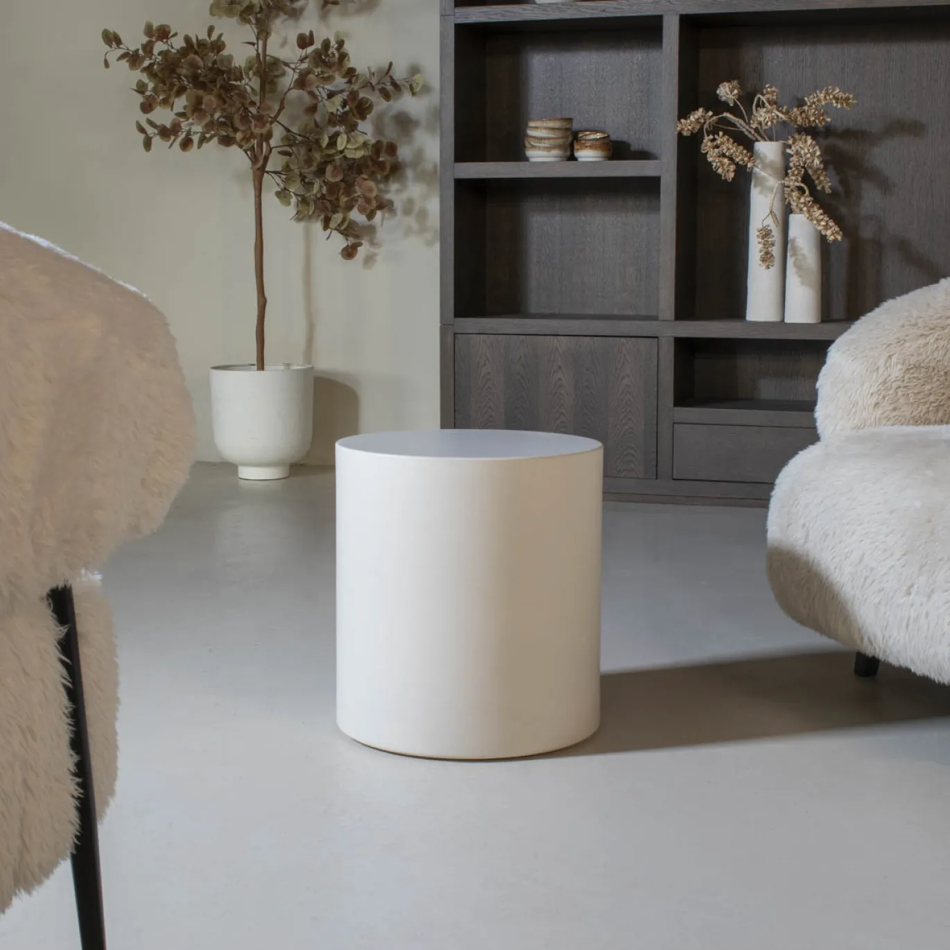 DÉJA Bijzettafel Byske Beige Rond 40cm