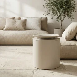 DÉJA Bijzettafel Byske Beige Rond 40cm Outdoor