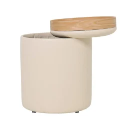 DÉJA Bijzettafel Draby Beige/Naturel Rond met Opbergruimte 40cm