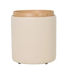 DÉJA Bijzettafel Draby Beige/Naturel Rond met Opbergruimte 40cm