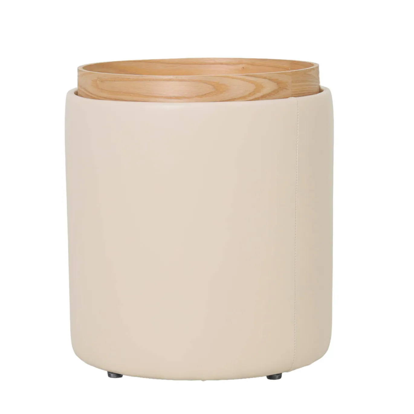 DÉJA Bijzettafel Draby Beige/Naturel Rond met Opbergruimte 40cm