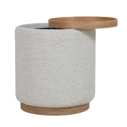 DÉJA Bijzettafel Marcia Beige/Naturel Rond met Opbergruimte 40cm