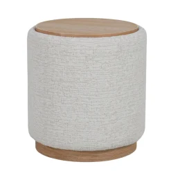 DÉJA Bijzettafel Marcia Beige/Naturel Rond met Opbergruimte 40cm