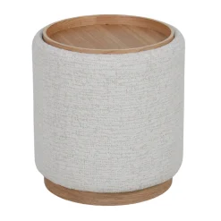 DÉJA Bijzettafel Marcia Beige/Naturel Rond met Opbergruimte 40cm