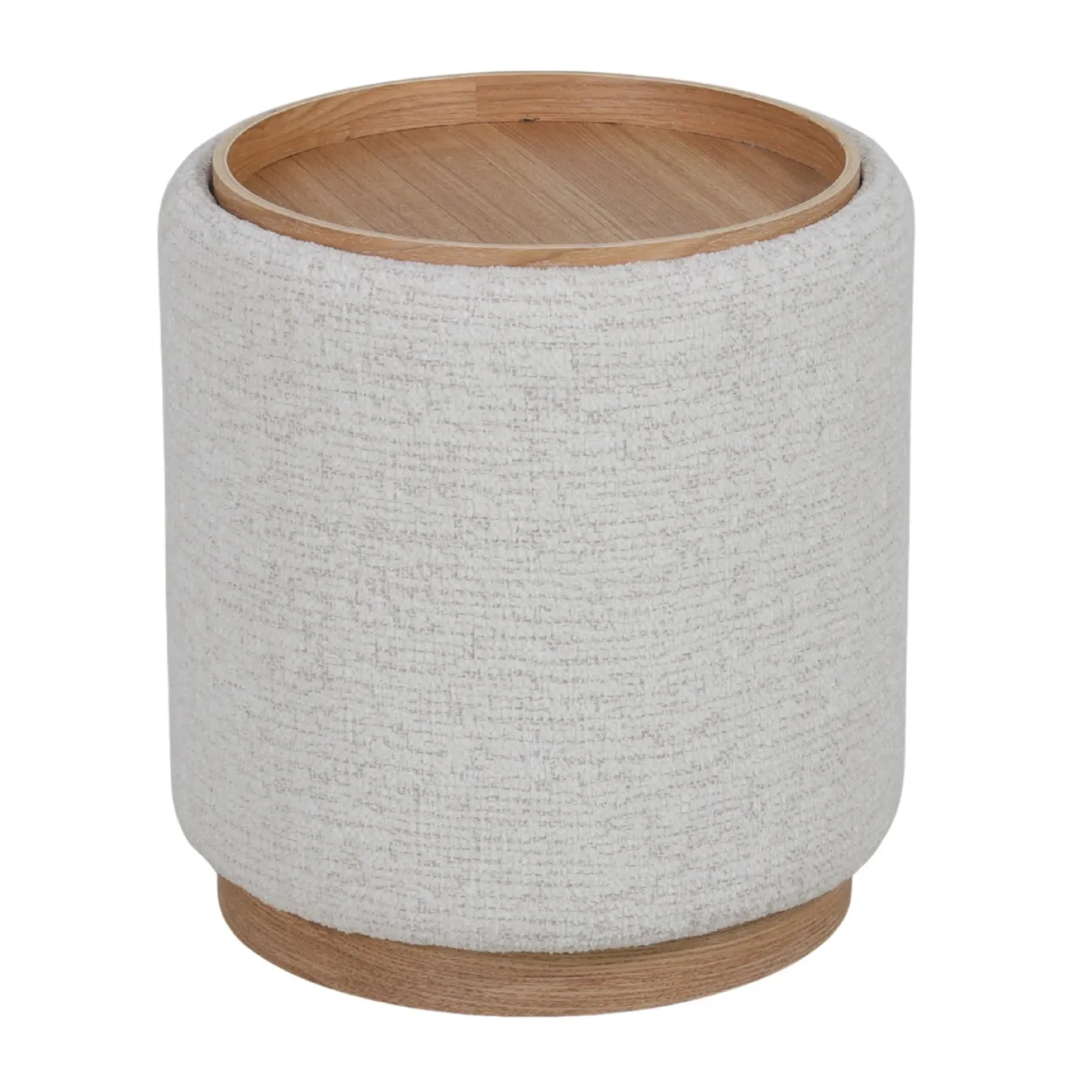 DÉJA Bijzettafel Marcia Beige/Naturel Rond met Opbergruimte 40cm