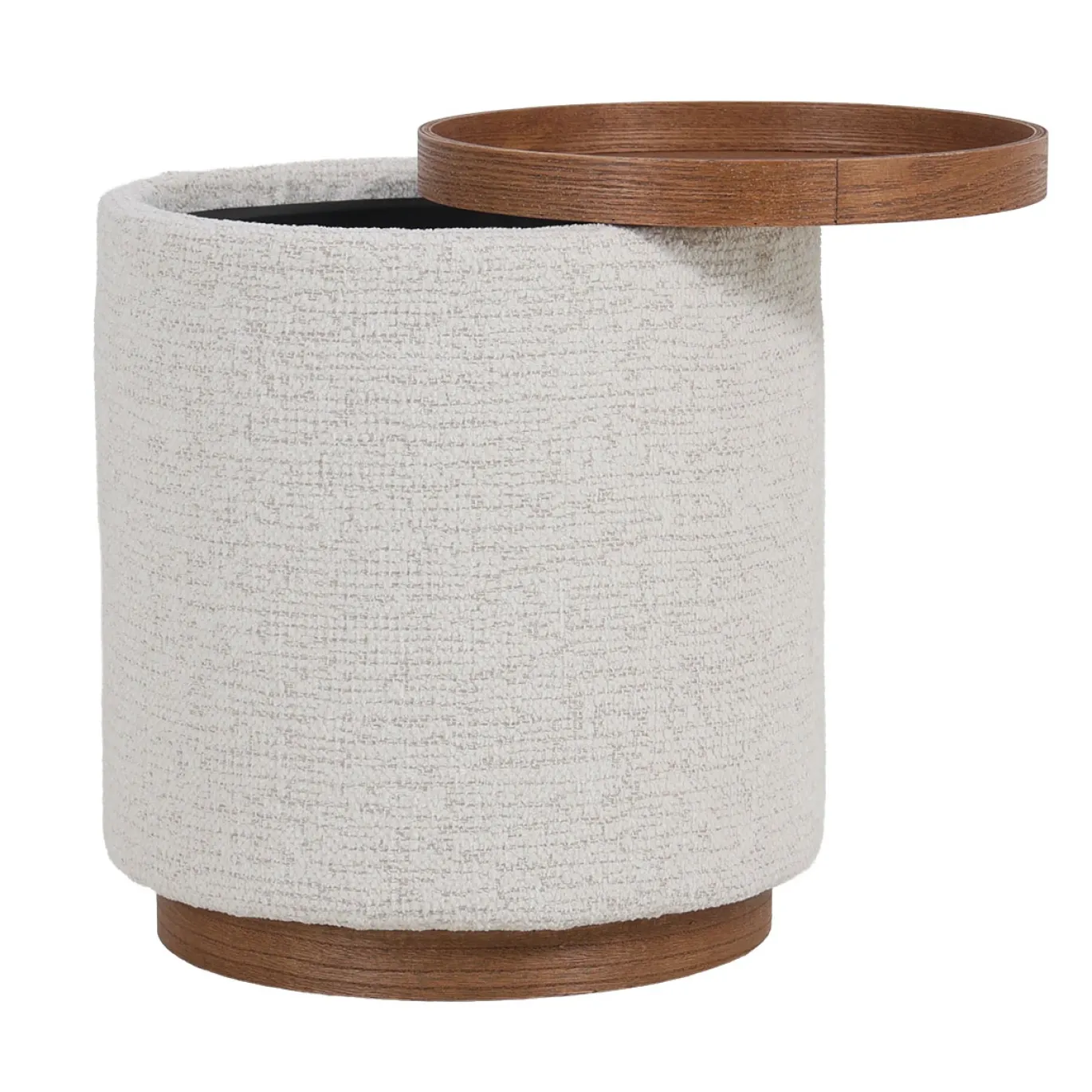 DÉJA Bijzettafel Marcia Beige/Walnoot Rond met Opbergruimte 40cm