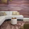 DÉJA Bijzettafel Marcia Beige/Walnoot Chenille Rond met Opbergruimte 40cm