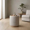 DÉJA Bijzettafel Marcia Taupe/Naturel Rond met Opbergruimte 40cm