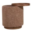 DÉJA Bijzettafel Marcia Terra/Walnoot Chenille Rond met Opbergruimte 40cm