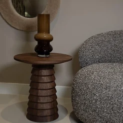 DÉJA Bijzettafel Marín Walnoot Rond 46cm