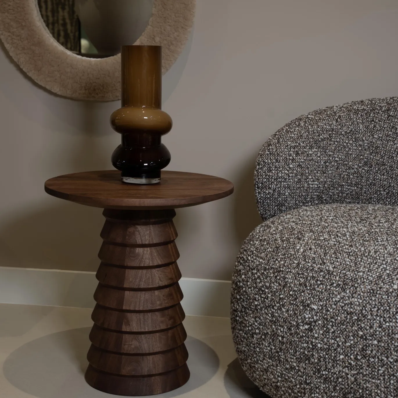 DÉJA Bijzettafel Marín Walnoot Rond 46cm