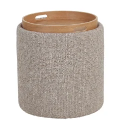 DÉJA Bijzettafel Zara Taupe/Naturel Rond met Opbergruimte 40cm