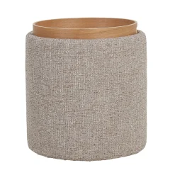 DÉJA Bijzettafel Zara Taupe/Naturel Rond met Opbergruimte 40cm