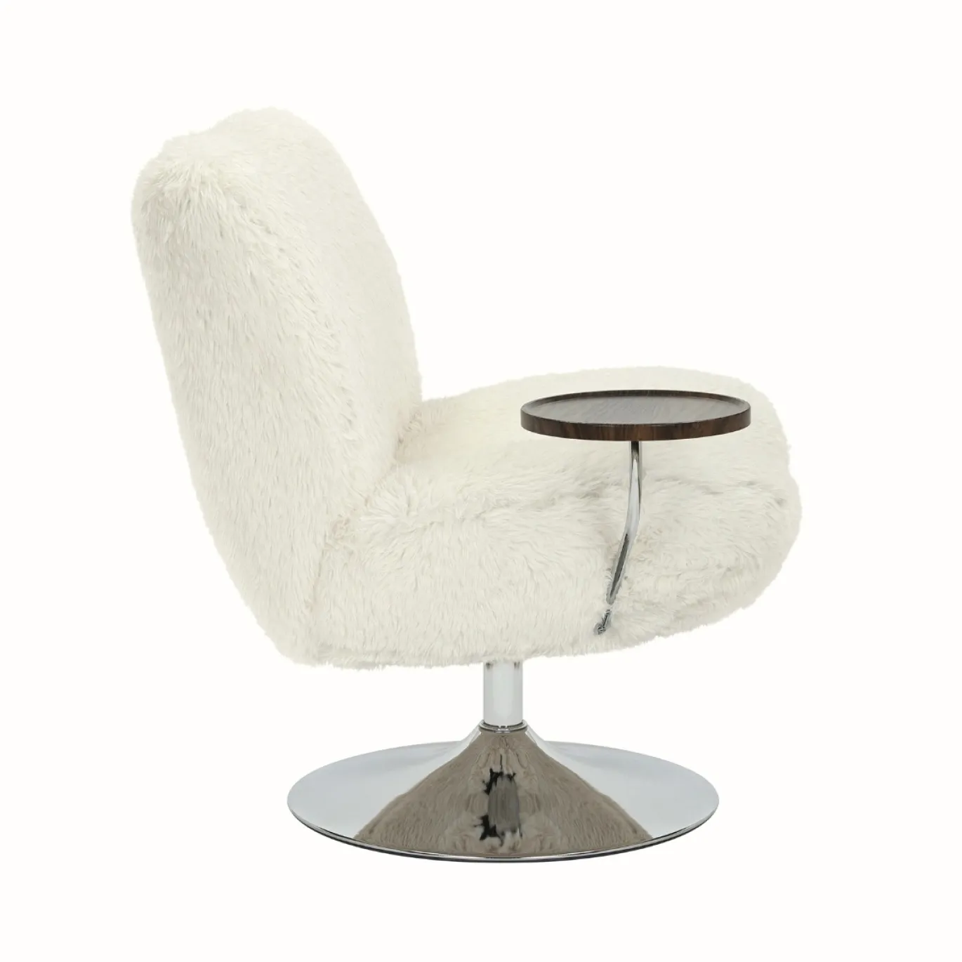 DÉJA Draaifauteuil met Tafeltje Morten Fluffy Beige/Chrome