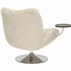 DÉJA Draaifauteuil met Tafeltje Morten Fluffy Taupe/Chrome