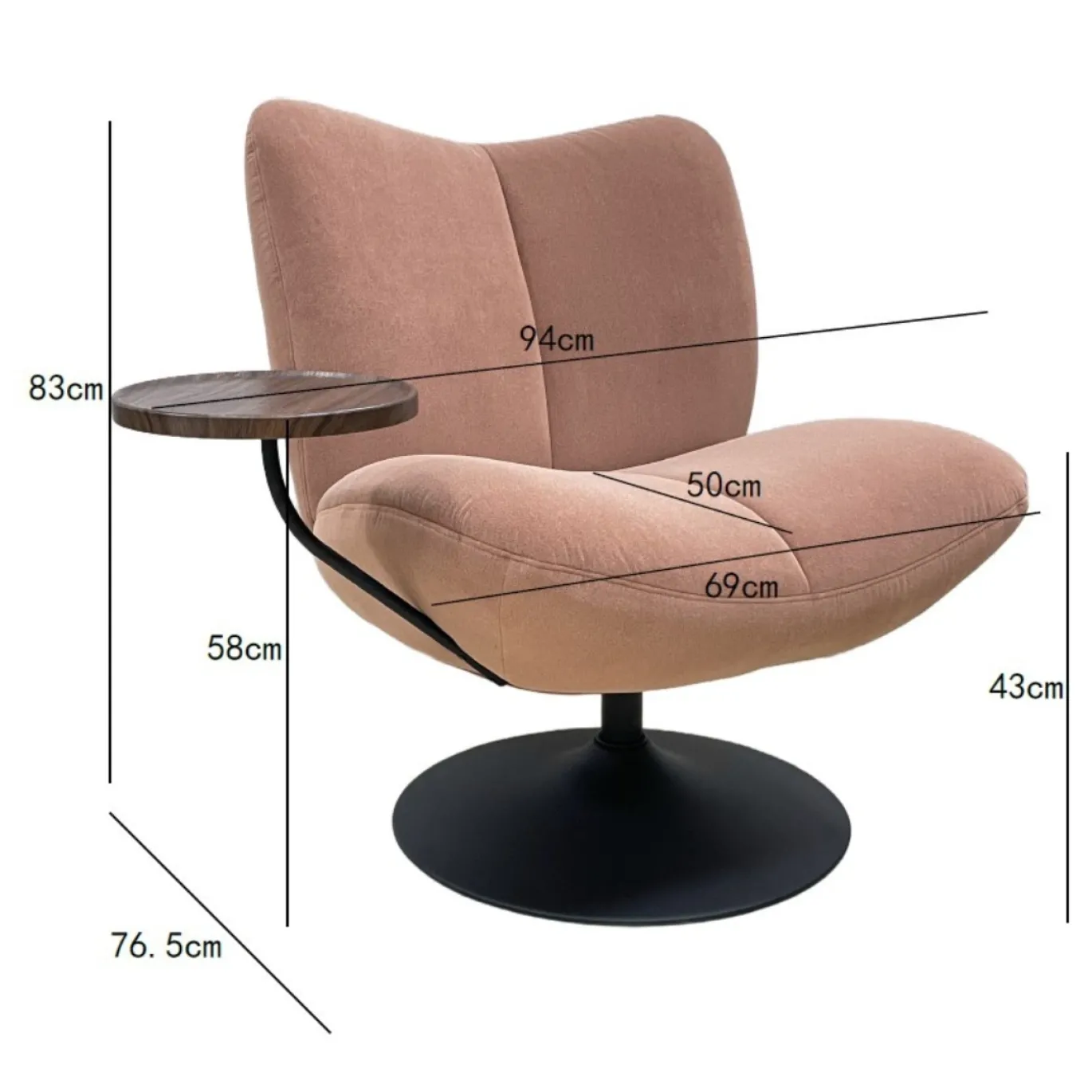DÉJA Draaifauteuil met Tafeltje Morten Fluffy Taupe/Chrome