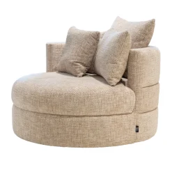 DÉJA Draaifauteuil Miles Taupe Chenille Rond