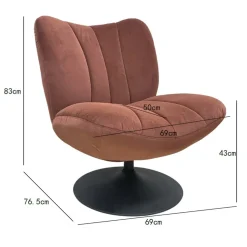 DÉJA Draaifauteuil Morten Fluffy Beige/Chrome