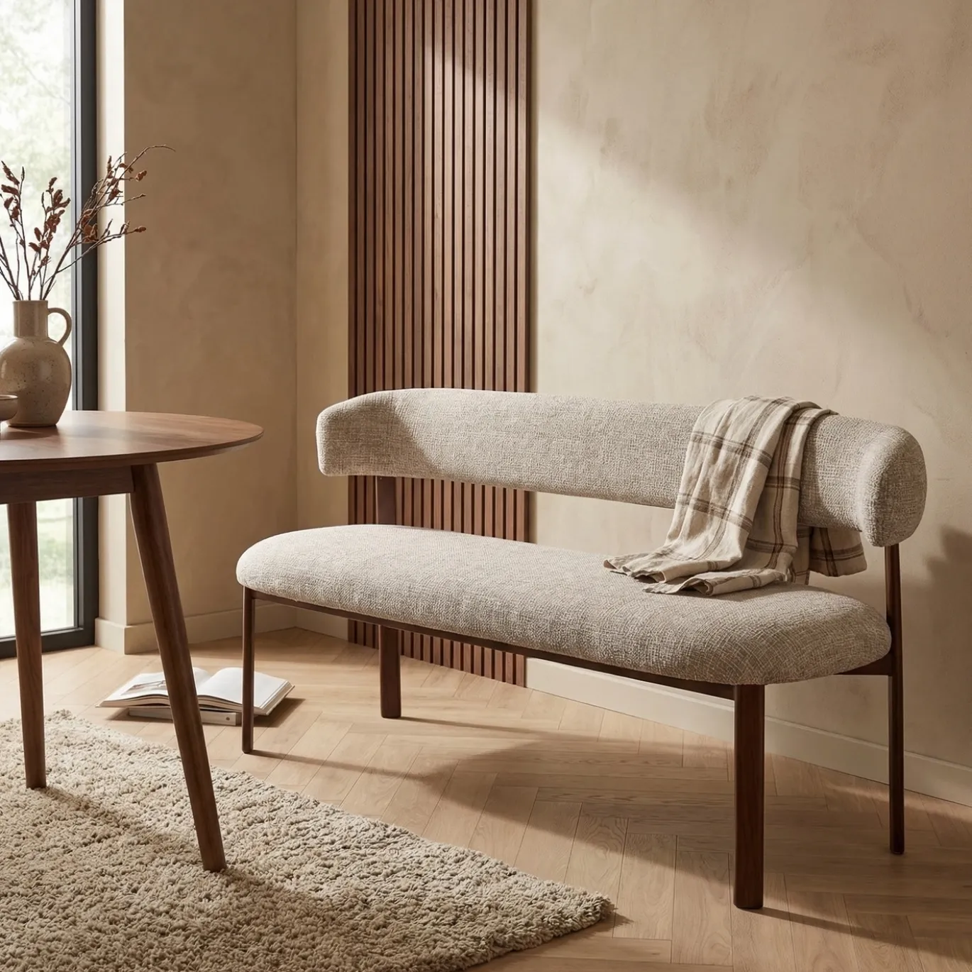 DÉJA Eetkamerbank Alamo Beige/Walnoot 180cm