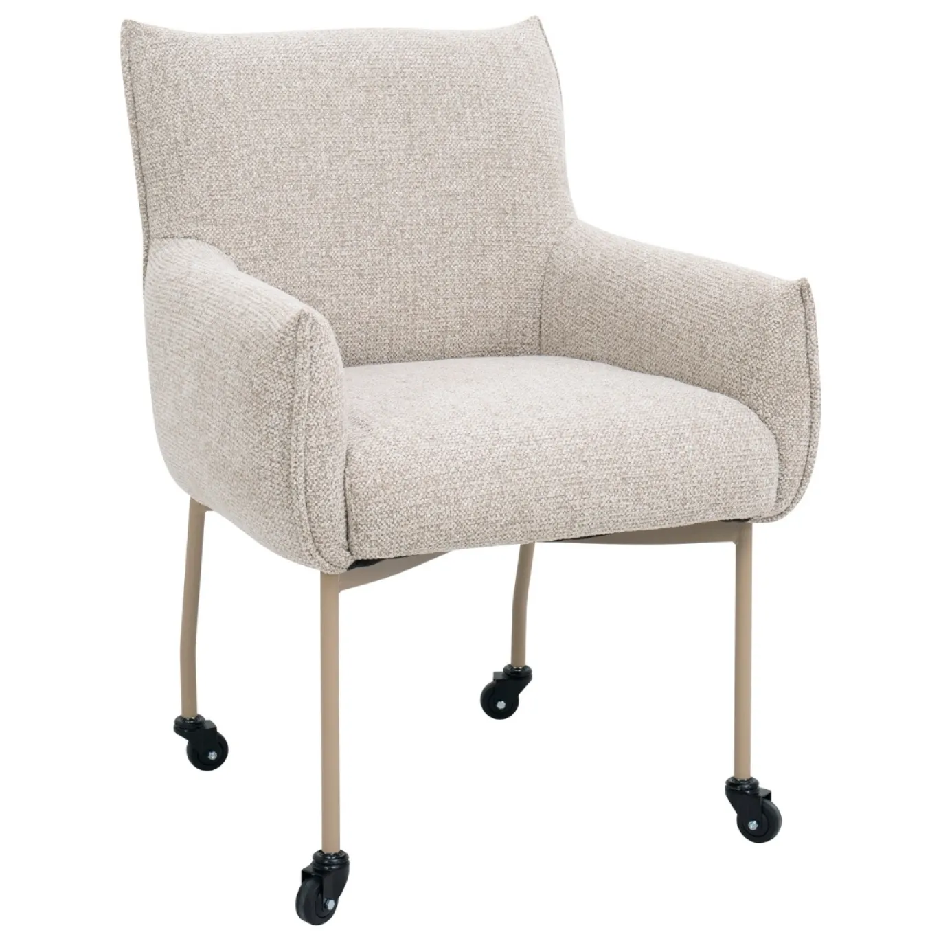 DÉJA Eetkamerstoel Arboga Taupe/Beige met Wielen