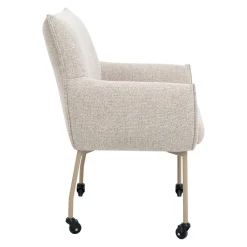 DÉJA Eetkamerstoel Arboga Taupe/Beige met Wielen