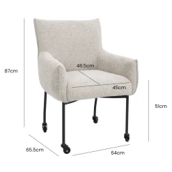 DÉJA Eetkamerstoel Arboga Taupe/Beige met Wielen
