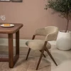 DÉJA Eetkamerstoel Cato Taupe/Walnoot Faux Fur