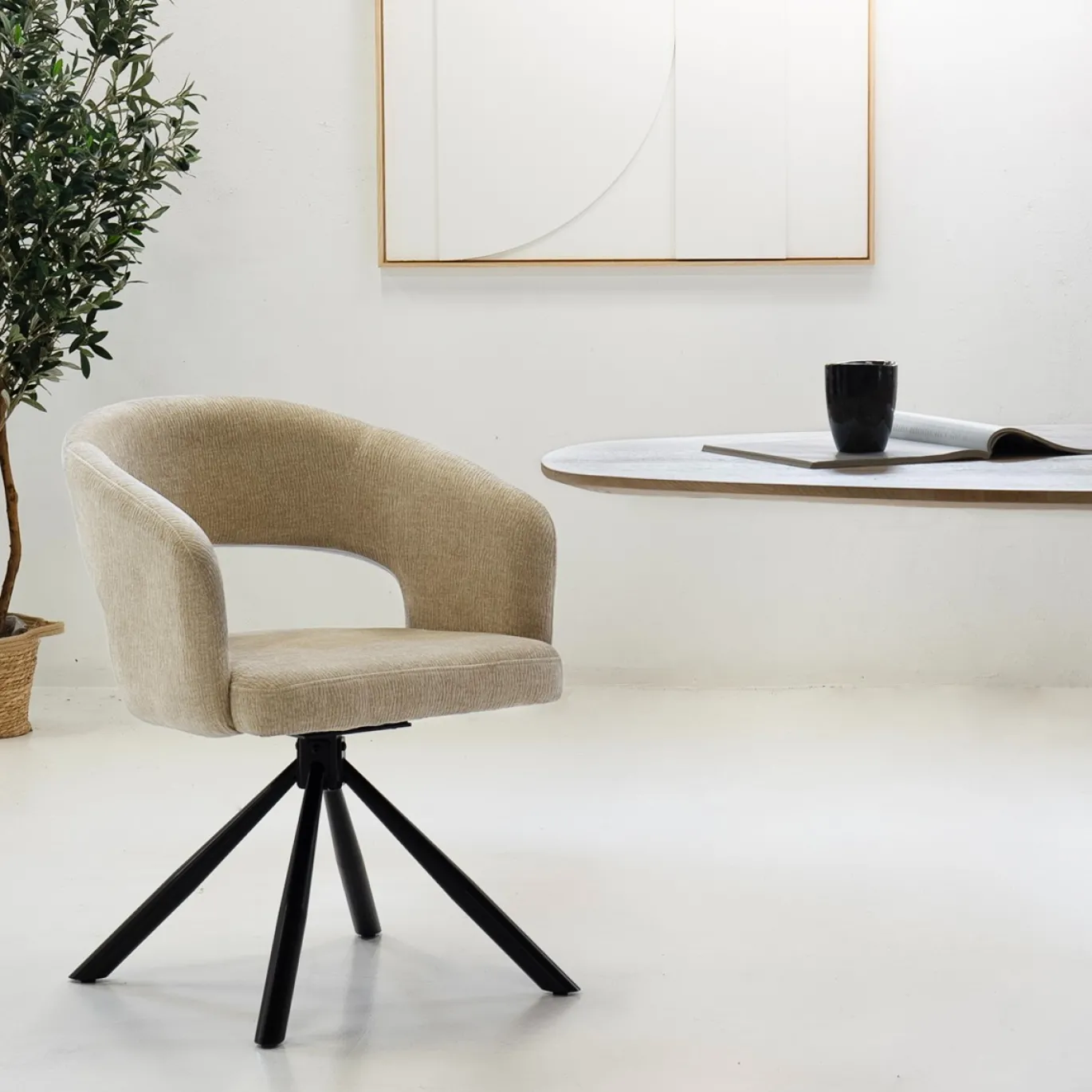 DÉJA Eetkamerstoel Elle Taupe Draaibaar