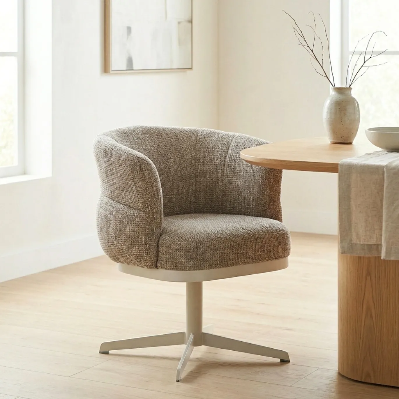 DÉJA Eetkamerstoel Maribel Taupe/Beige Draaibaar