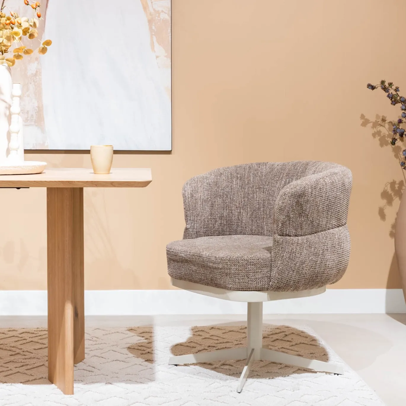 DÉJA Eetkamerstoel Maribel Taupe/Beige Draaibaar