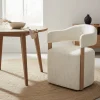 DÉJA Eetkamerstoel Niva Beige/Walnoot met Wielen