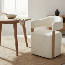 DÉJA Eetkamerstoel Niva Beige/Walnoot met Wielen