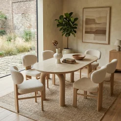 DÉJA Eettafel Mykonos Travertinlook Naturel Ovaal 200cm
