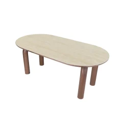 DÉJA Eettafel Mykonos Travertinlook Walnoot Ovaal 200cm