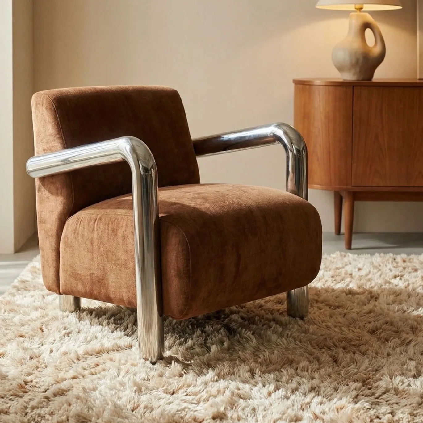 DÉJA Fauteuil Tolga Bruin/Chrome