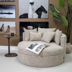 DÉJA Loveseat Miles Taupe Chenille Rond