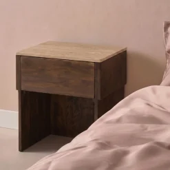 DÉJA Nachtkastje Alfie Walnoot Travertin