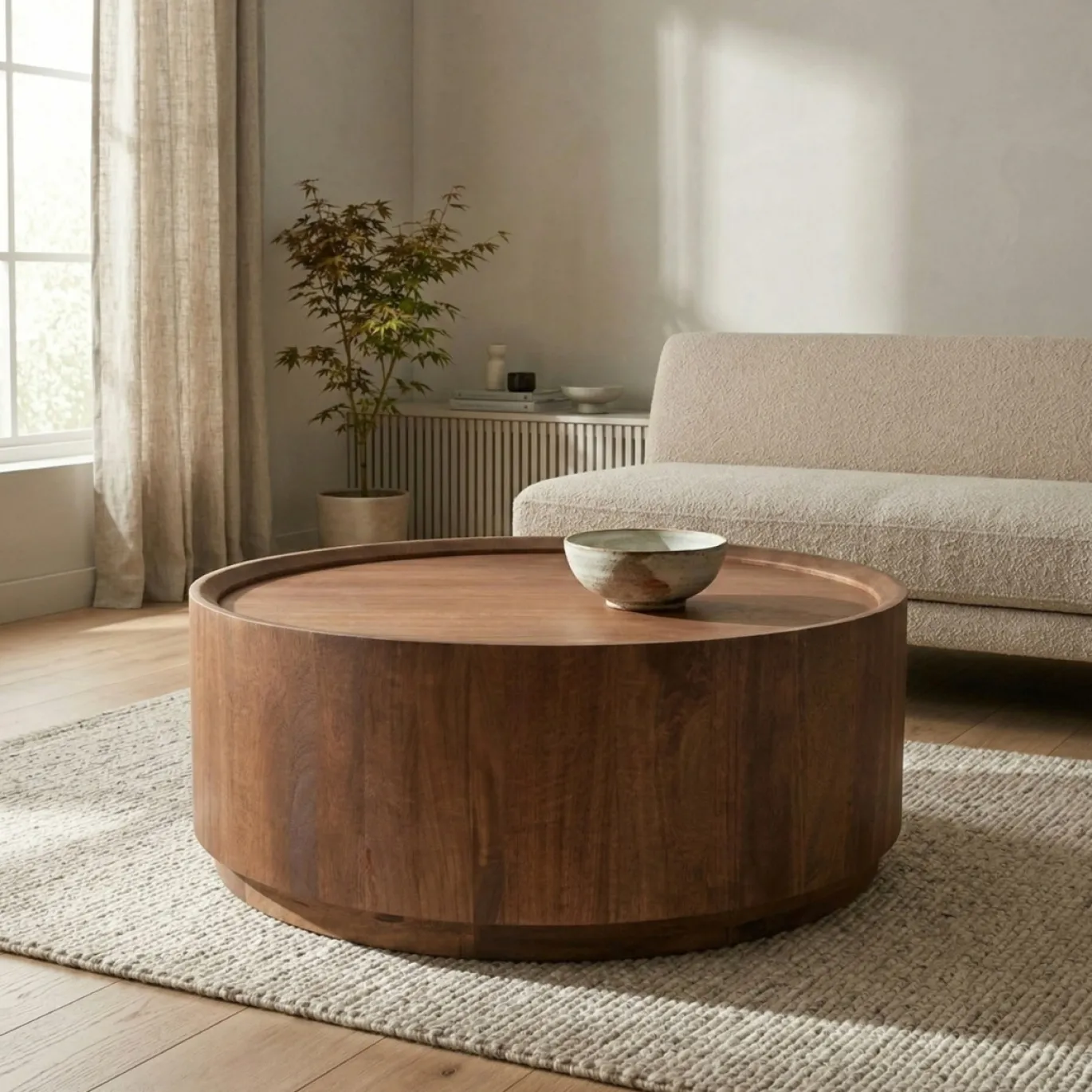 DÉJA Salontafel Amber Walnoot Rond 90cm