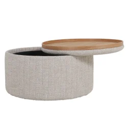 DÉJA Salontafel Angela Beige/Naturel Rond met Opbergruimte 81cm