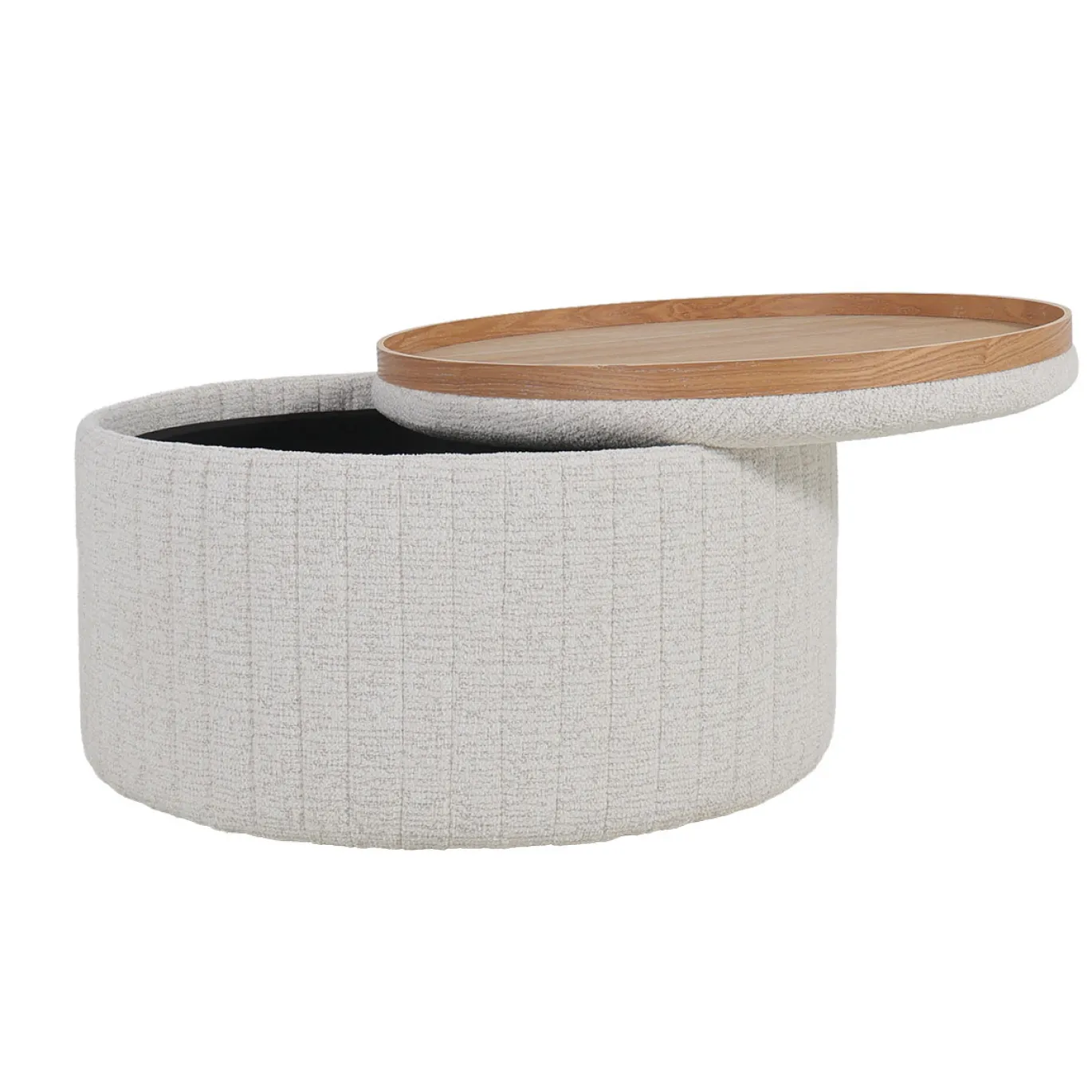 DÉJA Salontafel Angela Beige/Naturel Chenille Rond met Opbergruimte 81cm