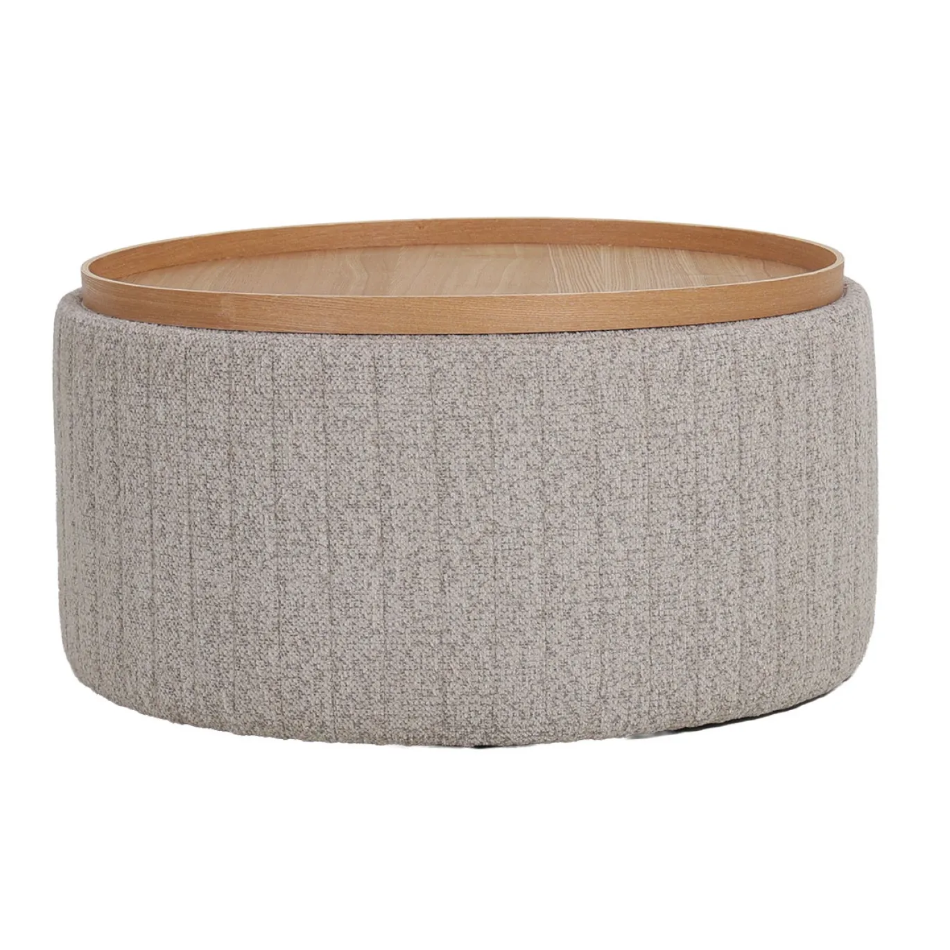 DÉJA Salontafel Angela Taupe/Naturel Chenille Rond met Opbergruimte 81cm
