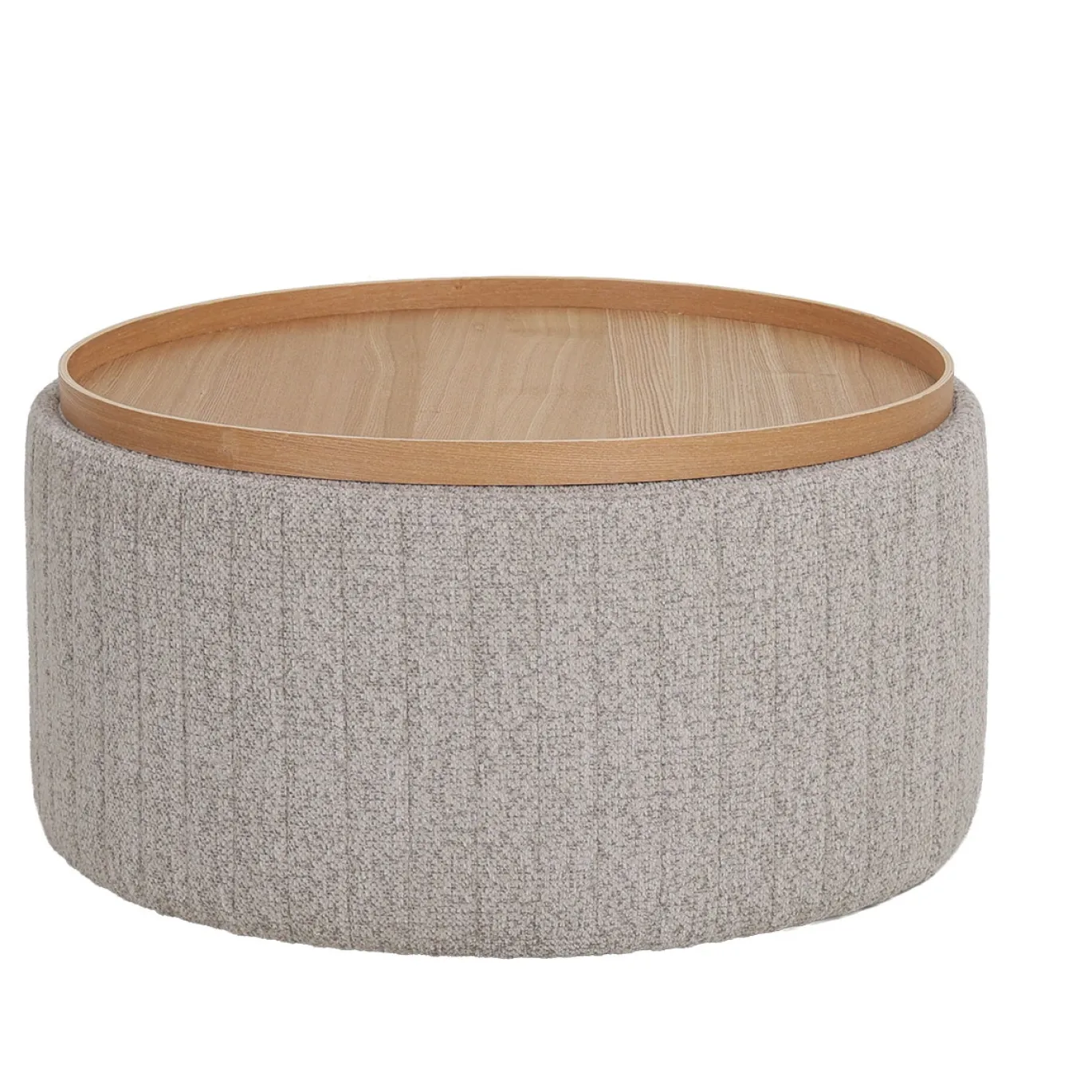 DÉJA Salontafel Angela Taupe/Naturel Chenille Rond met Opbergruimte 81cm