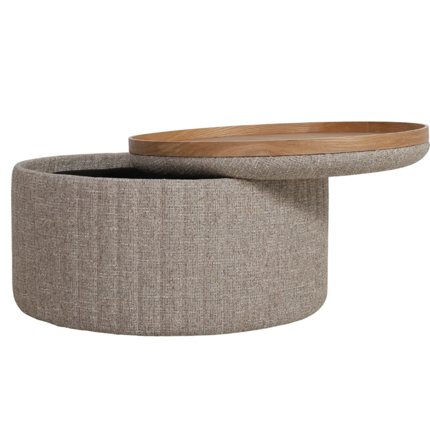 DÉJA Salontafel Angela Taupe/Naturel Rond met Opbergruimte 81cm