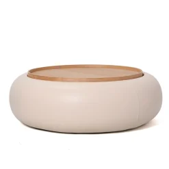 DÉJA Salontafel Draby Beige/Naturel Rond met Opbergruimte 102cm