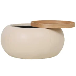 DÉJA Salontafel Draby Beige/Naturel Rond met Opbergruimte 73cm