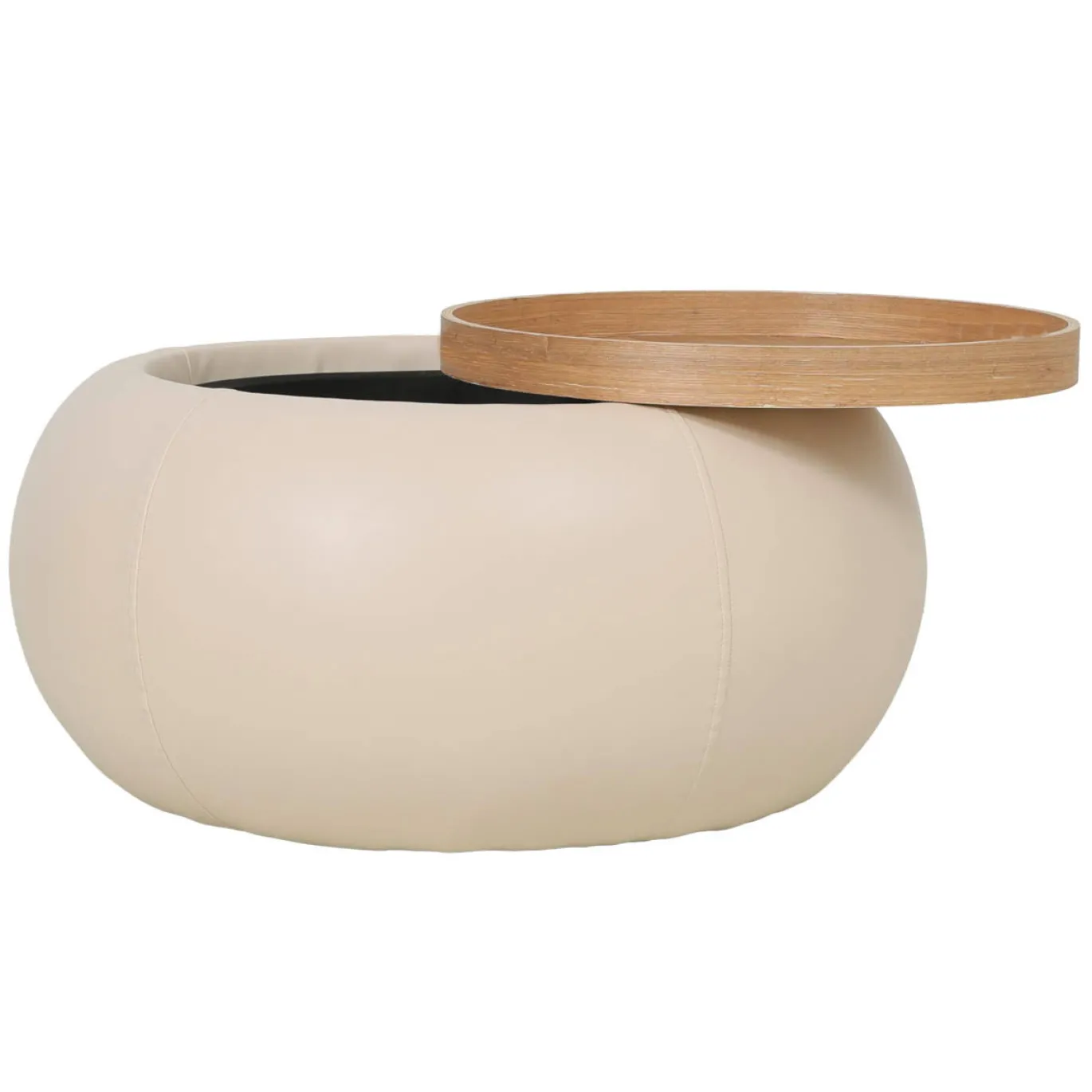 DÉJA Salontafel Draby Beige/Naturel Rond met Opbergruimte 73cm