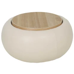 DÉJA Salontafel Draby Beige/Naturel Rond met Opbergruimte 73cm