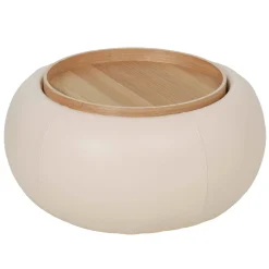 DÉJA Salontafel Draby Beige/Naturel Rond met Opbergruimte 73cm